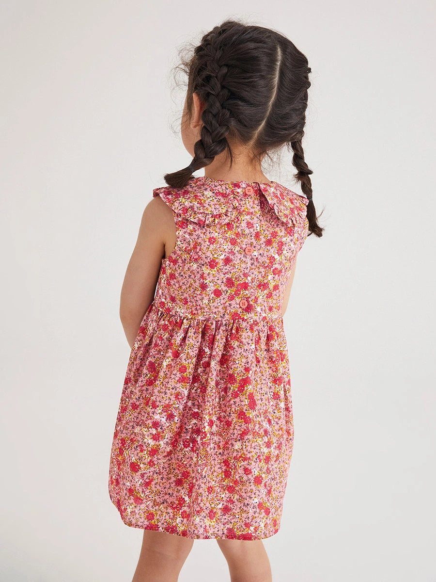 Tiny Cuddling Girls' Red Floral Dress 鈥?Spring/Summer