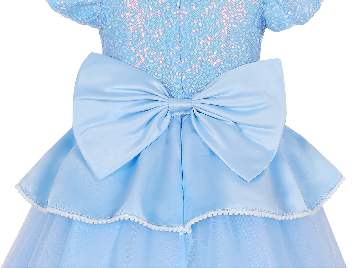 Belle Princess Dress for Girls — Yellow Ball Gown with Puff Sleeves & Elegant Details