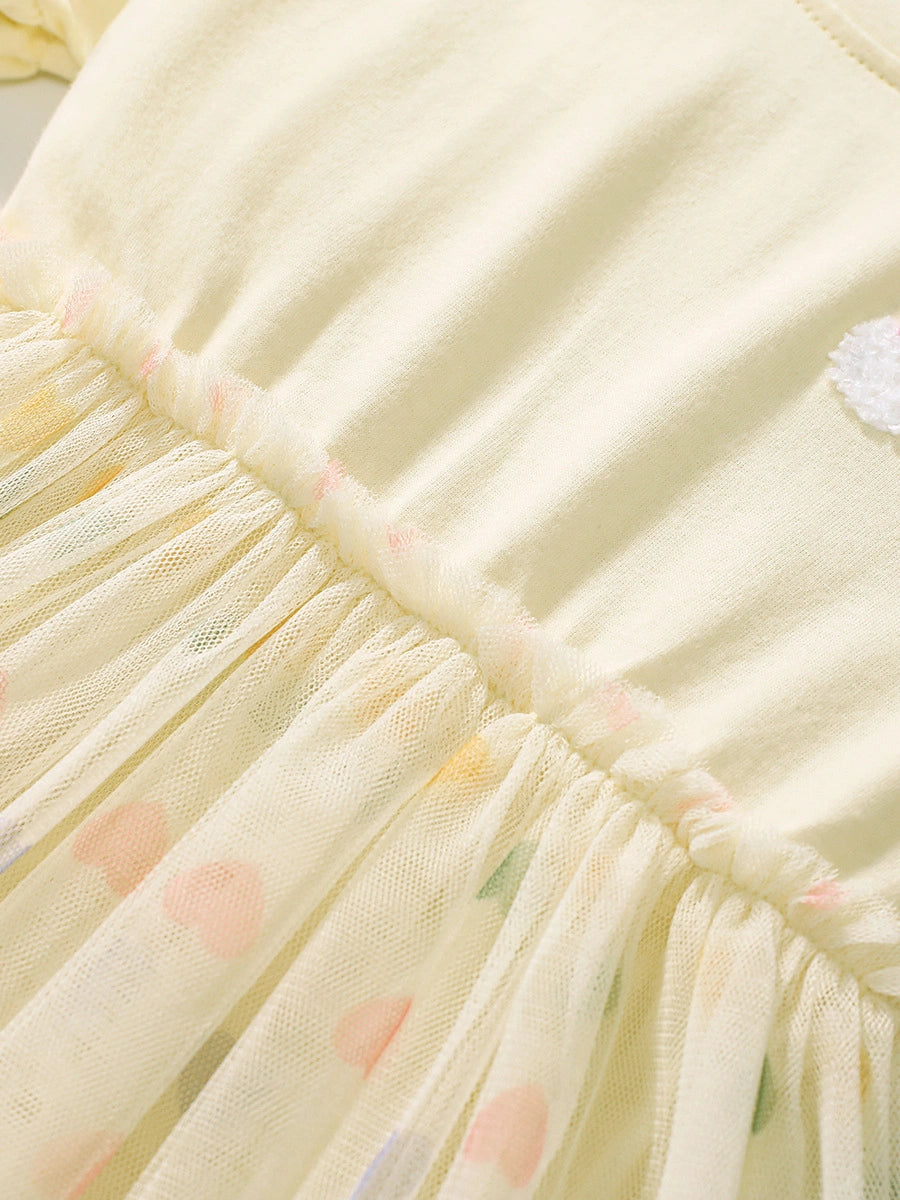 Tiny Cuddling Girls' Yellow Mesh Dress 鈥?Spring/Summer