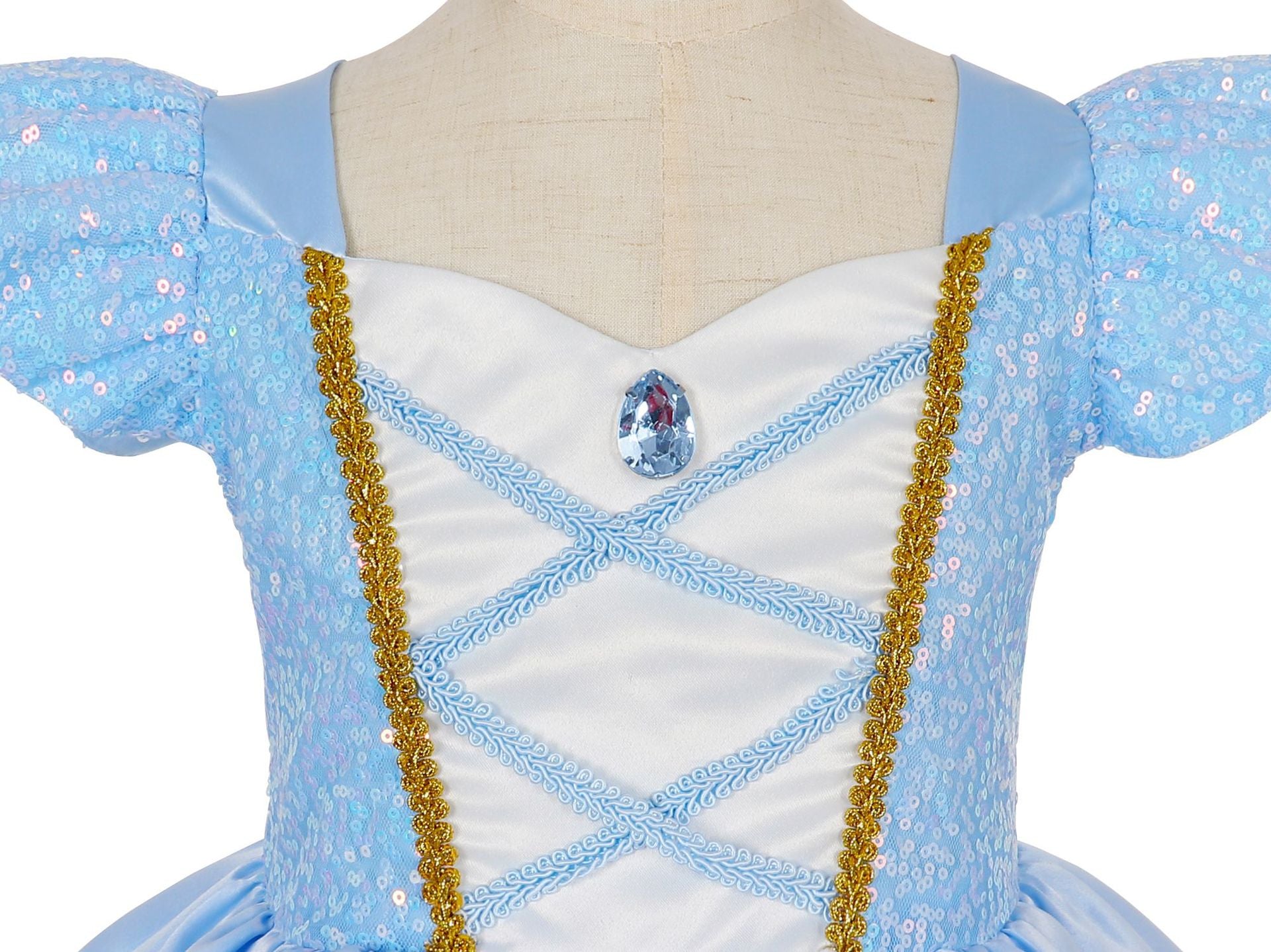 Belle Princess Dress for Girls — Yellow Ball Gown with Puff Sleeves & Elegant Details