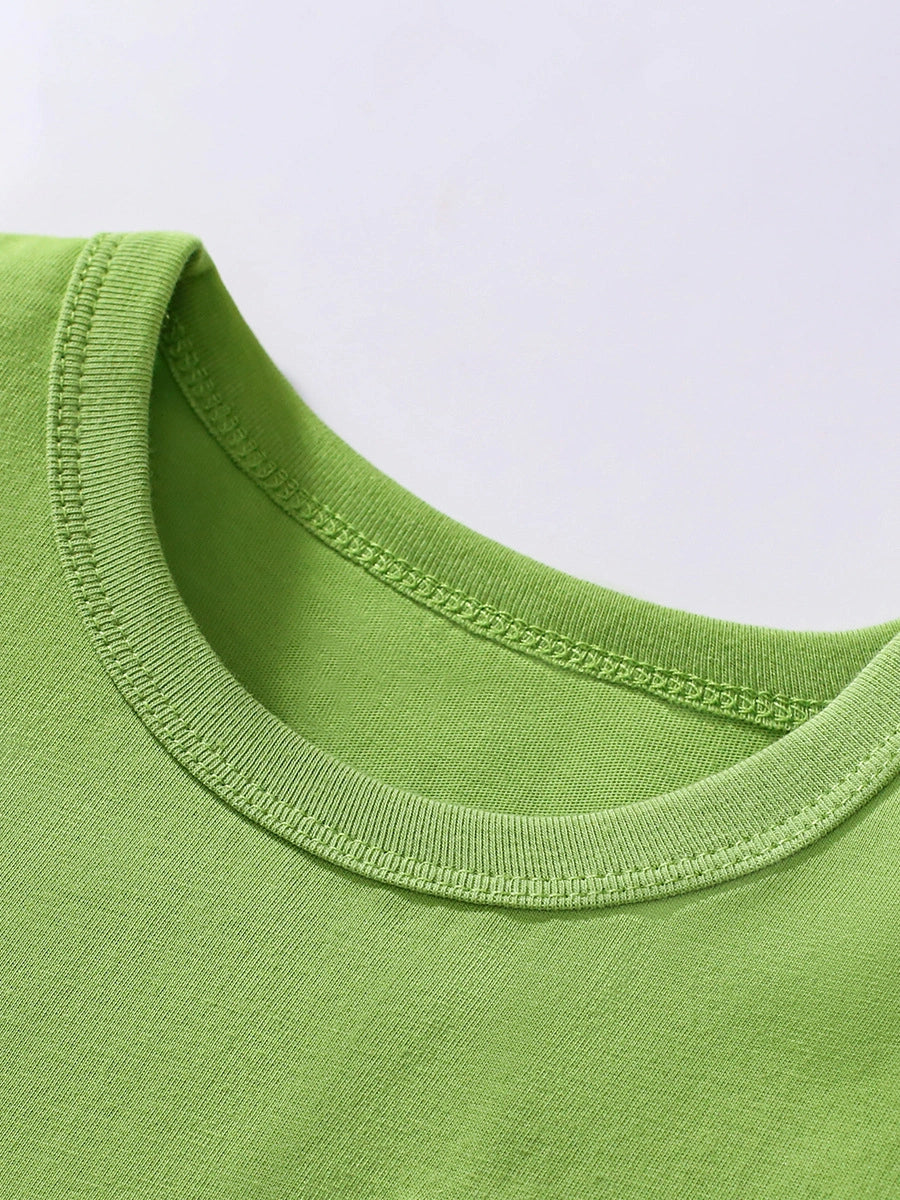 Tiny Cuddling Boys' Summer Green Short Sleeve Shirt 鈥?Spring/Summer