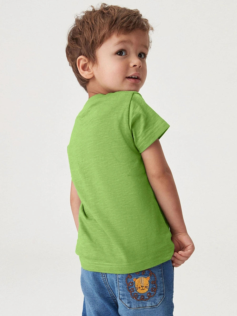 Tiny Cuddling Boys' Summer Green Short Sleeve Shirt 鈥?Spring/Summer