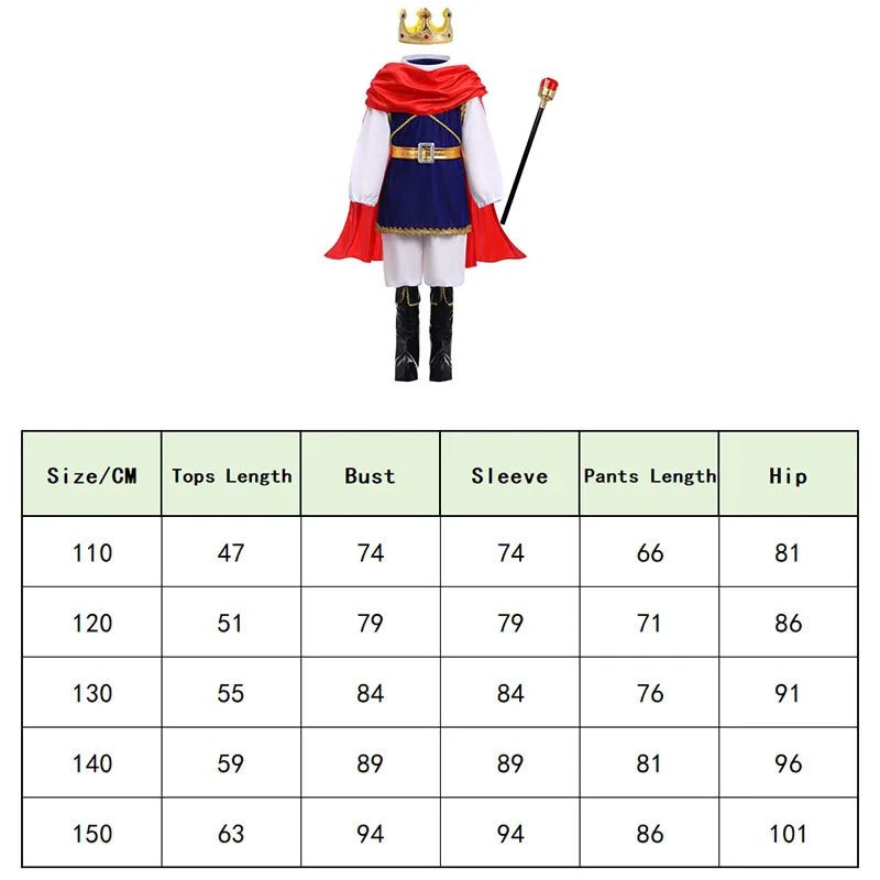 Boys Royal Prince Costume — Medieval King Outfit with Crown, Cape & Full Accessories Set