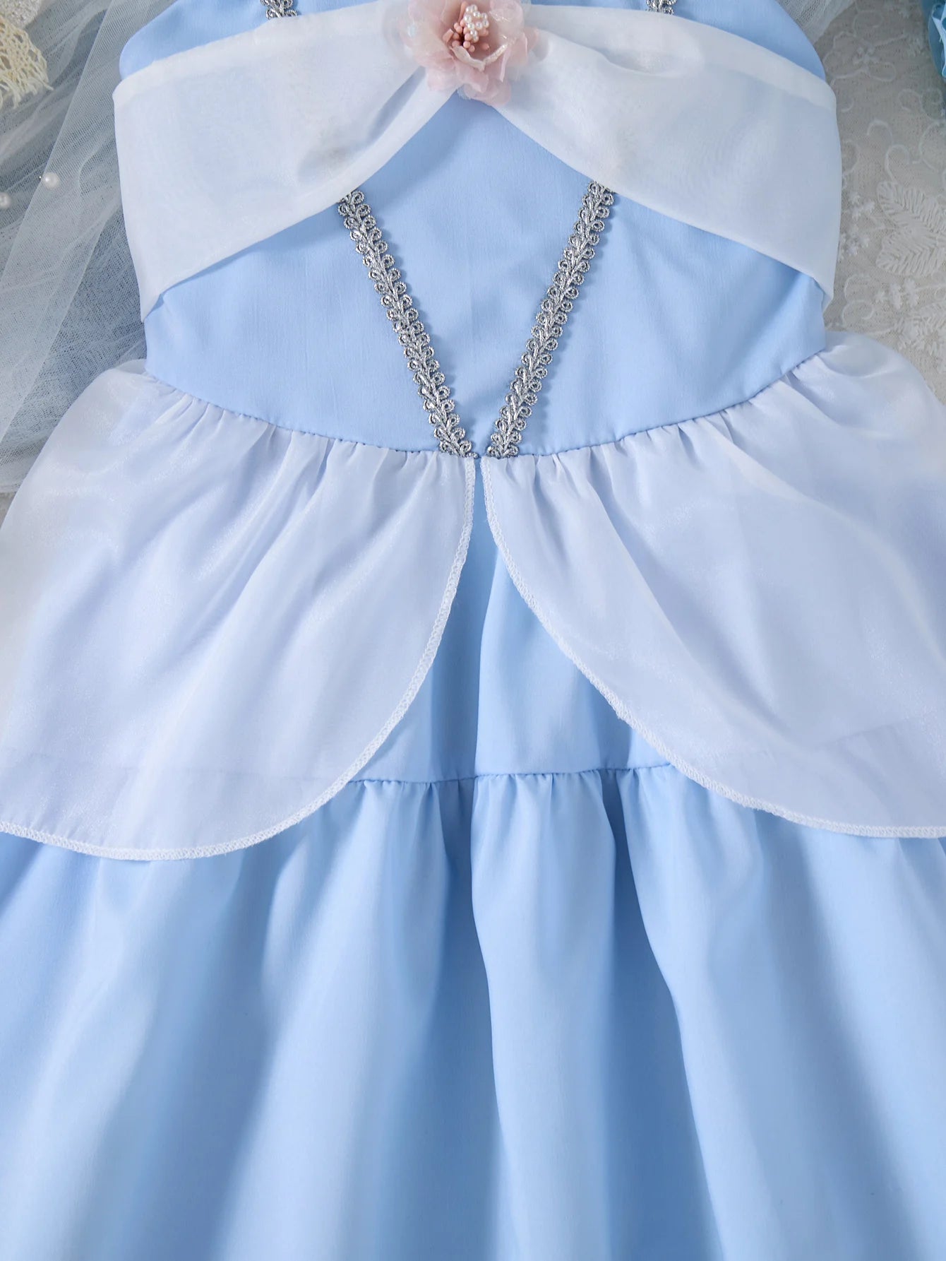 Kids Blue Cinderella Princess Dress — Sleeveless A-Line Summer Party Outfit
