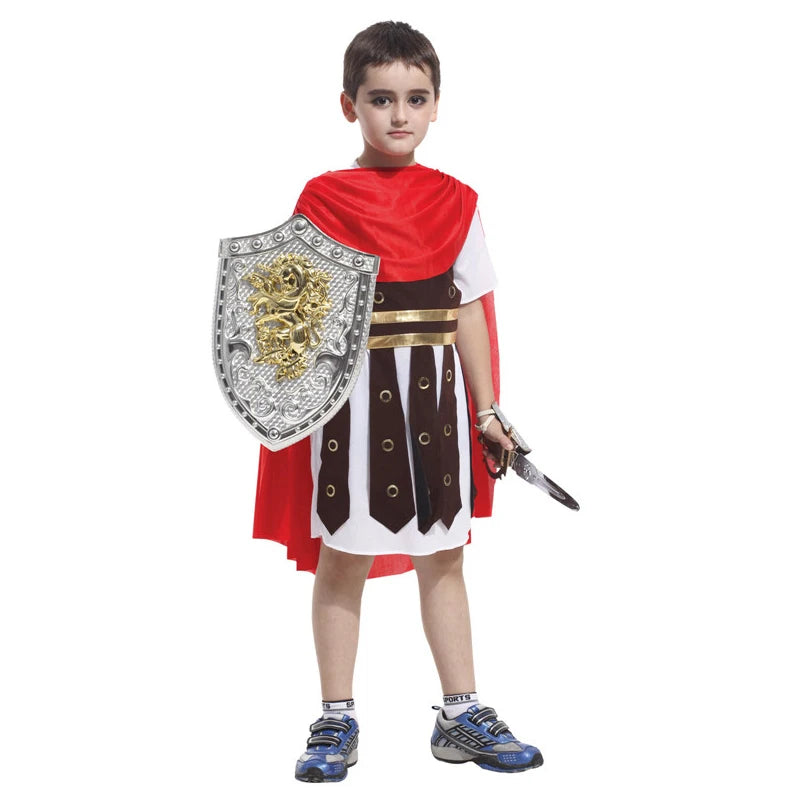 Kids Knight Costume — Medieval Armor Cosplay Outfit with Cape for Boys, Stage & Halloween