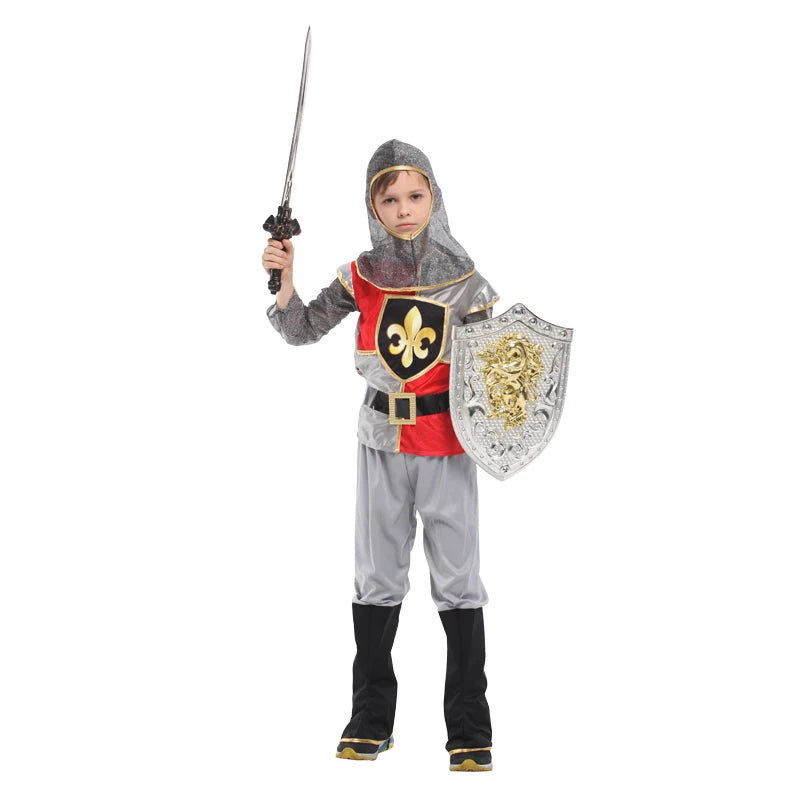 Kids Knight Costume — Medieval Armor Cosplay Outfit with Cape for Boys, Stage & Halloween