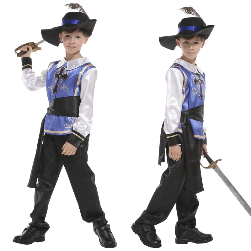 Kids Knight Costume — Medieval Armor Cosplay Outfit with Cape for Boys, Stage & Halloween