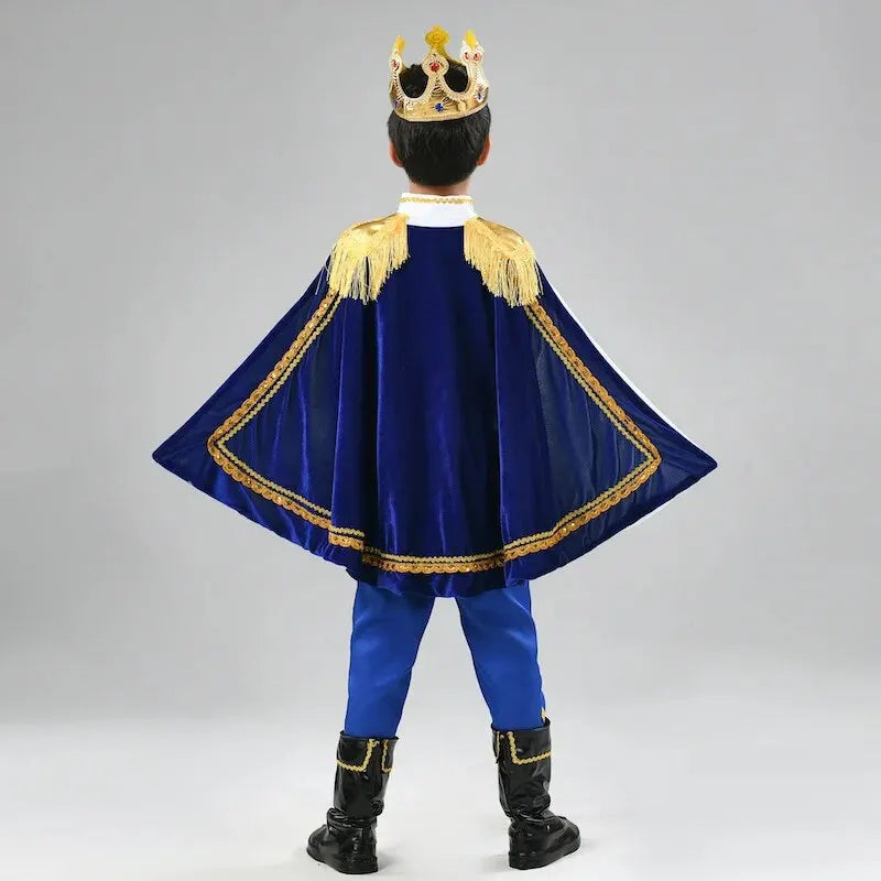 Boys Royal Prince Costume — Medieval King Outfit with Crown, Cape & Full Accessories Set