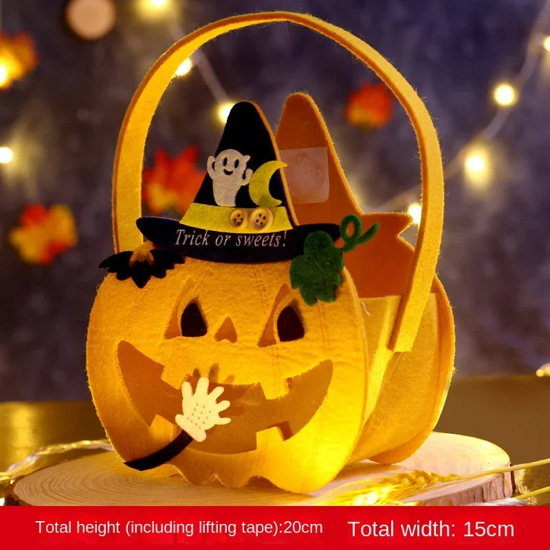 Halloween Pumpkin Candy Bags — 1–6 PCS Felt Trick or Treat Tote for Kids Party
