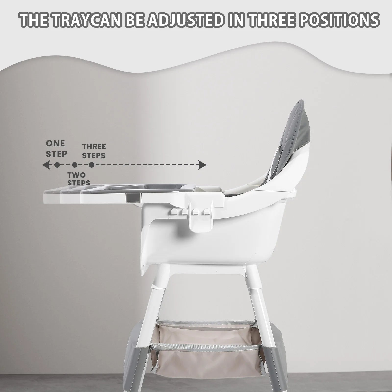 PetitWishes  Baby High Chair, Portable Baby Dining Chairs Eat & Play Convertible High Chair with Double-Layer Dinner Plate and Toy Rack