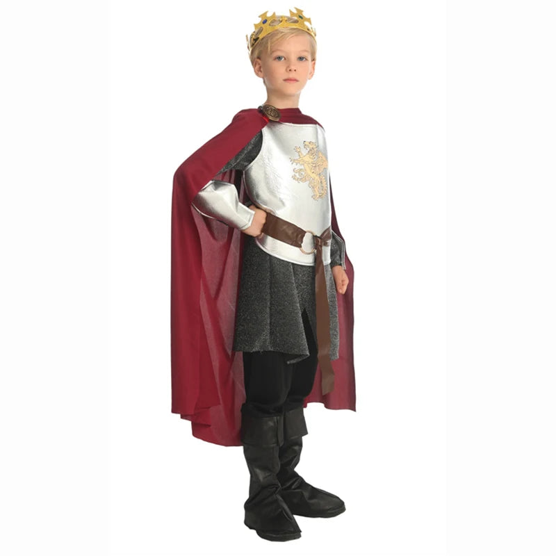 Kids Prince Cosplay Costume — Noble Knight Outfit with Cape, Belt & Accessories for Stage & Parties