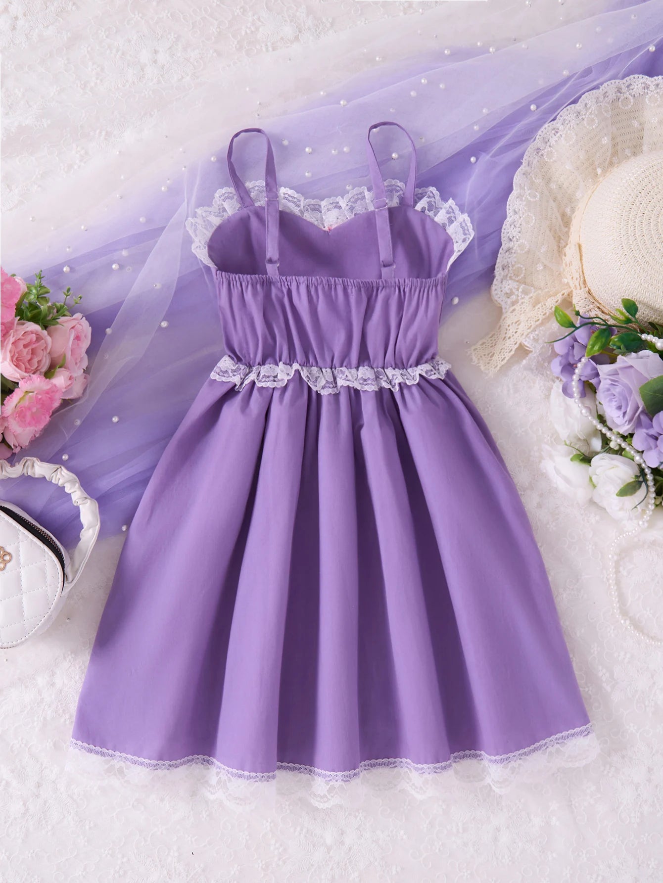 Girls Rapunzel Princess Dress — Purple A-Line, Lace-Up Bodice, Sleeveless Summer Style