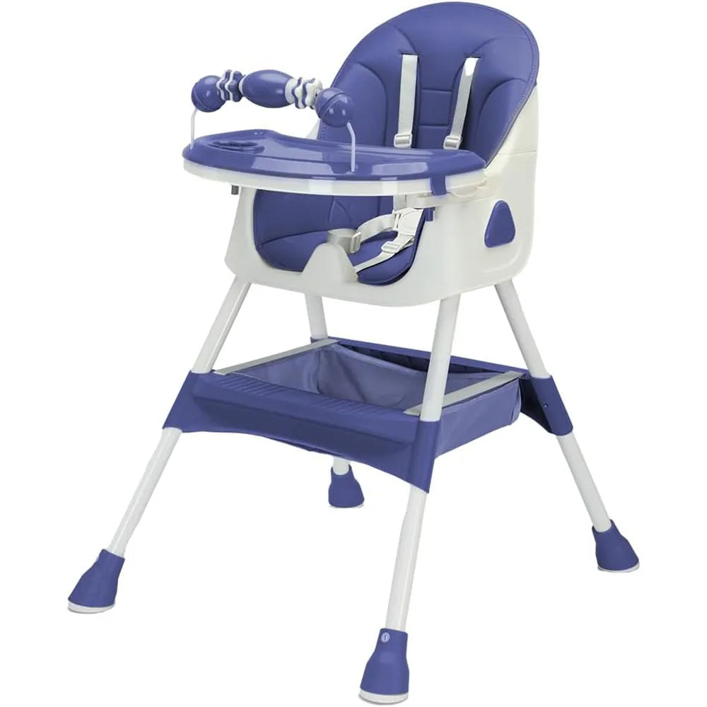 PetitWishes Foldable Baby High Chair 6 Months Plus, with Large Antislip Pad & ToyRack, Easy to Clean Feeding , E500