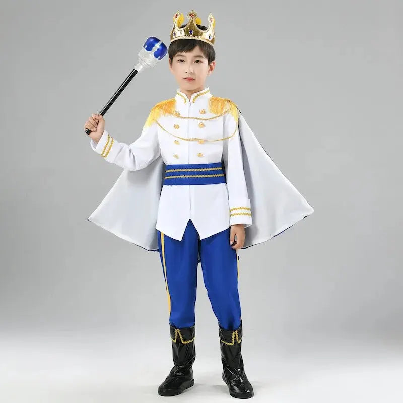 Boys Royal Prince Costume — Medieval King Outfit with Crown, Cape & Full Accessories Set
