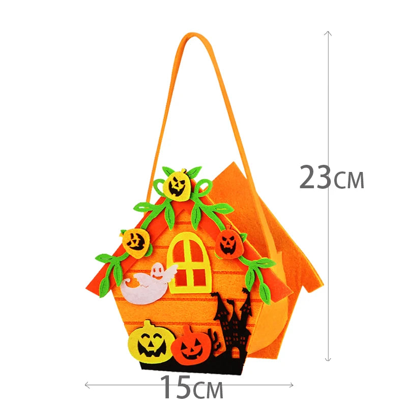 Halloween Pumpkin Candy Bags — 1–6 PCS Felt Trick or Treat Tote for Kids Party