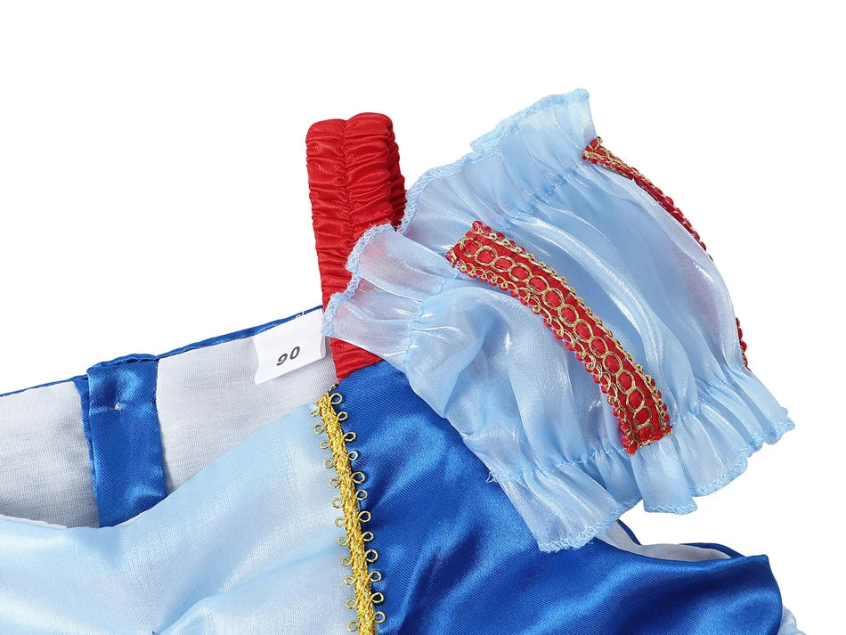 Snow White Princess Dress for Girls — Puffy Ball Gown with Bow & Short Sleeves