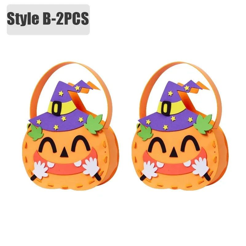 Halloween Pumpkin Candy Bags — 1–6 PCS Felt Trick or Treat Tote for Kids Party