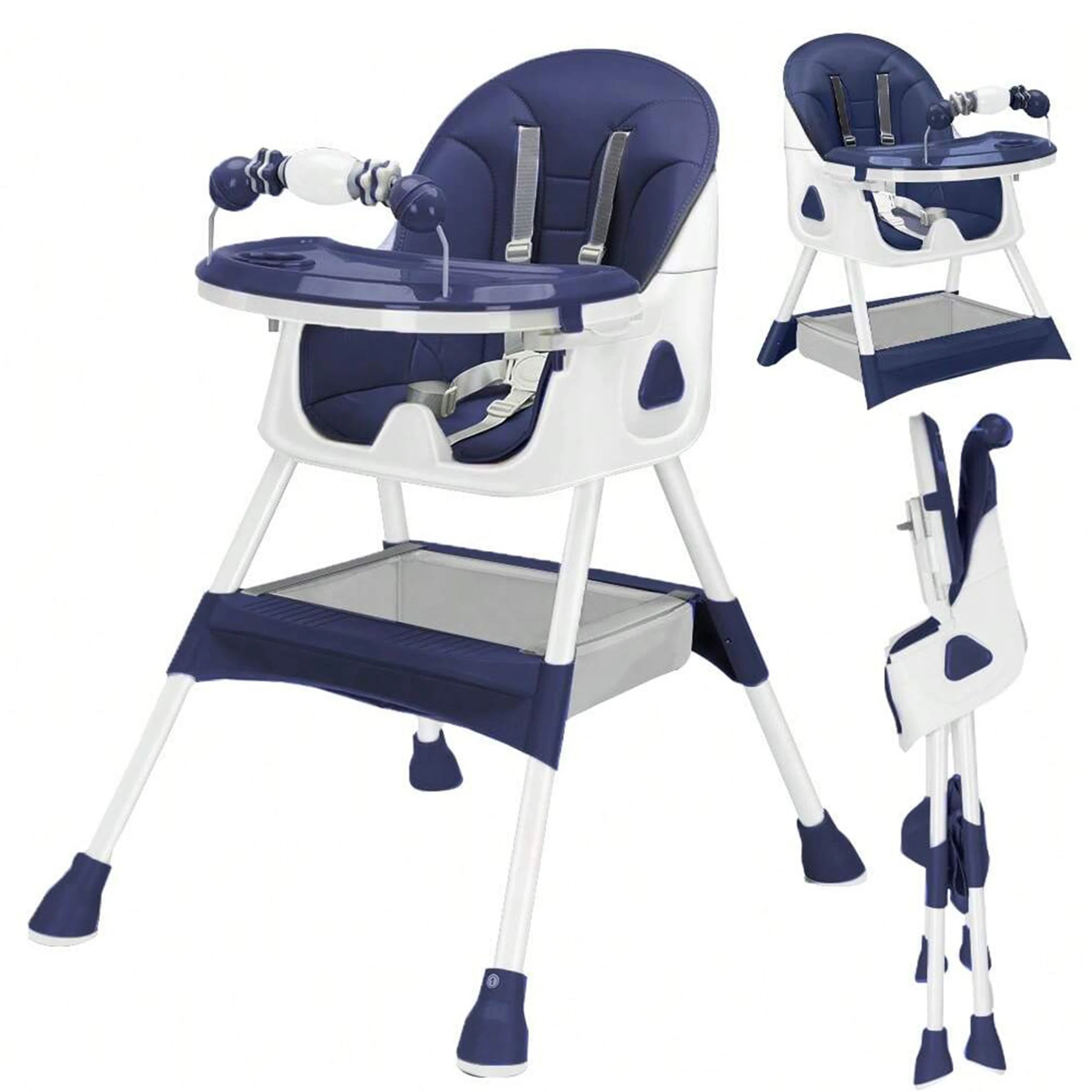 PetitWishes Foldable Baby High Chair 6 Months Plus, with Large Antislip Pad & ToyRack, Easy to Clean Feeding , E500