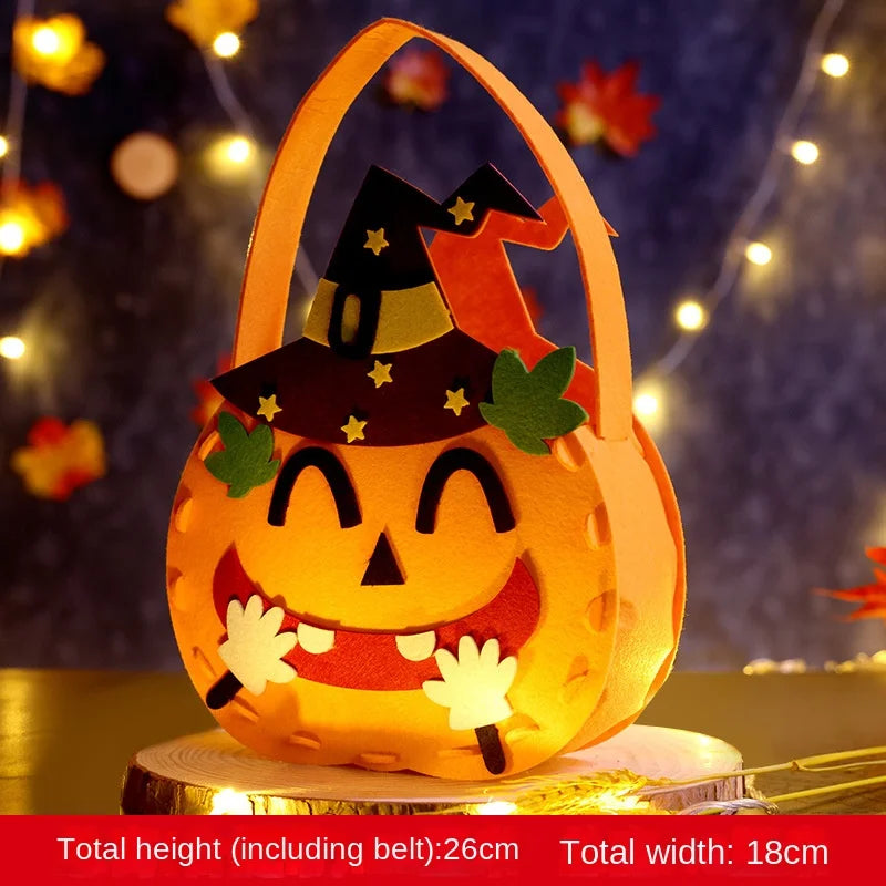 Halloween Pumpkin Candy Bags — 1–6 PCS Felt Trick or Treat Tote for Kids Party