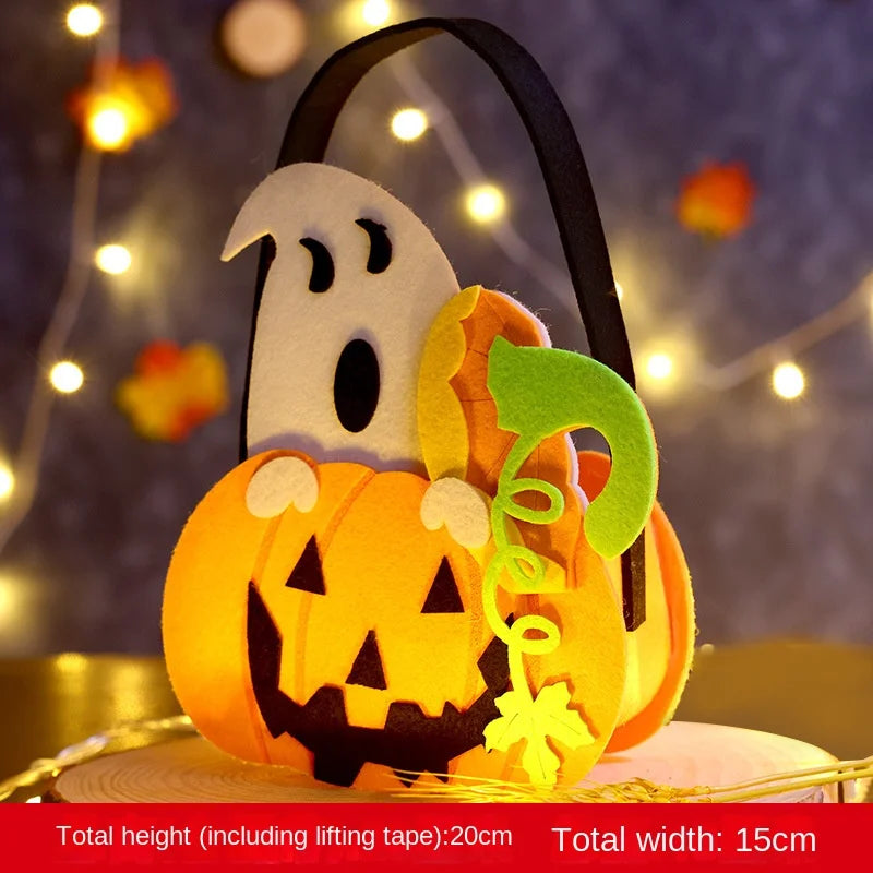 Halloween Pumpkin Candy Bags — 1–6 PCS Felt Trick or Treat Tote for Kids Party