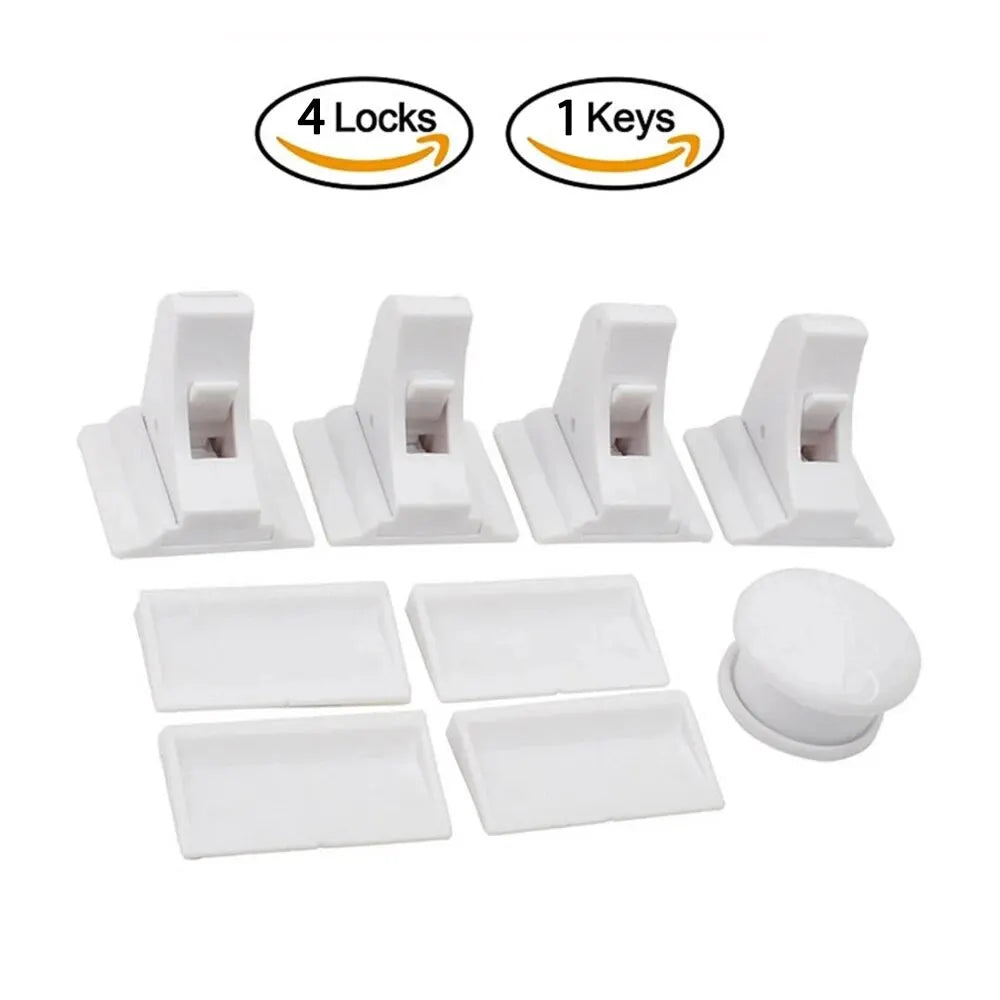 Stay-Open Invisible Magnetic Cabinet Locks | 4-Pack No-Drill Set