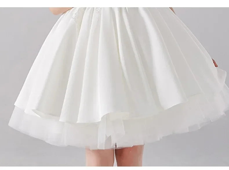 Tiny Cuddling Pageant Elegant Birthday Party | Formal Occasion Flower GirlsShort Evening Gowns White Dress