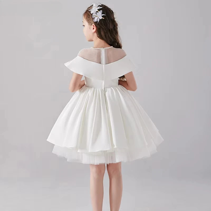 Tiny Cuddling Pageant Elegant Birthday Party | Formal Occasion Flower GirlsShort Evening Gowns White Dress