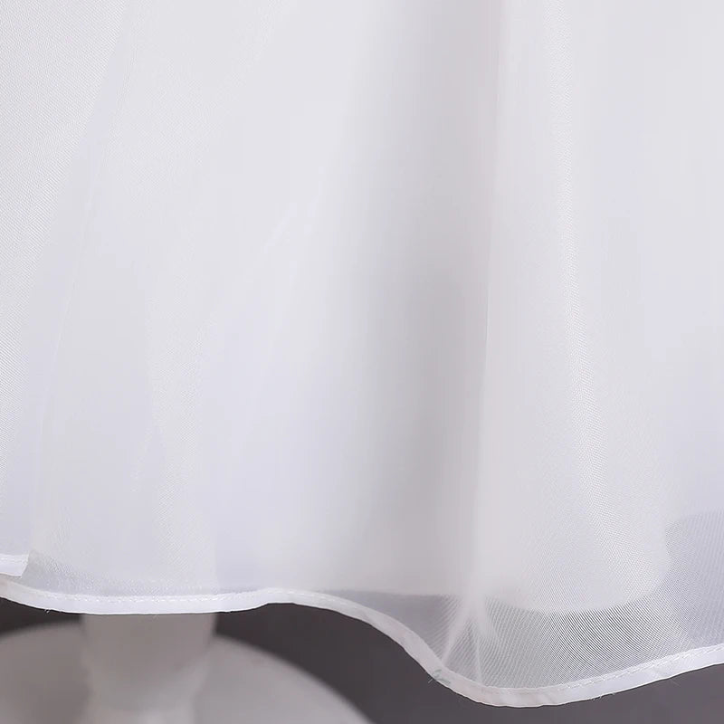 Girls Princess Dress with Puffed Sleeves — A-Line Tulle Birthday Party Outfit