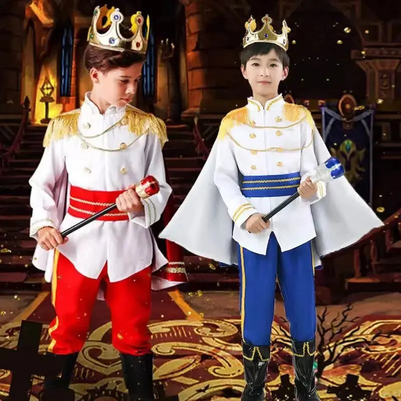 Boys Royal Prince Costume — Medieval King Outfit with Crown, Cape & Full Accessories Set