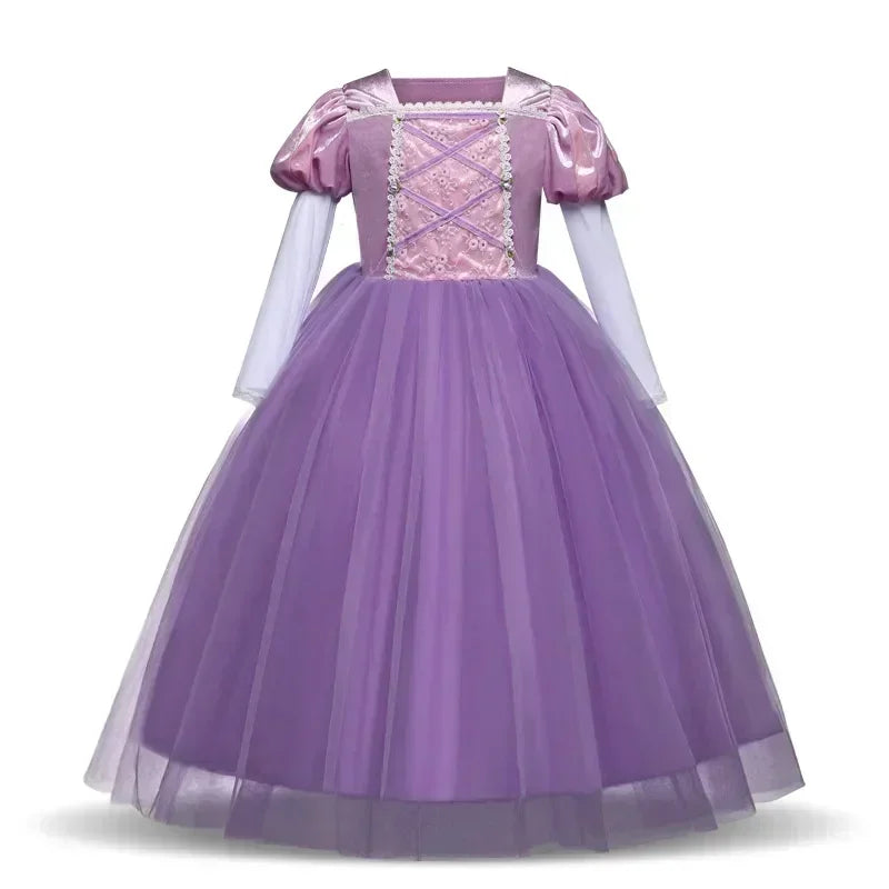 Rapunzel Princess Dress for Girls — Purple Tulle Cosplay Gown, Birthday & Halloween
