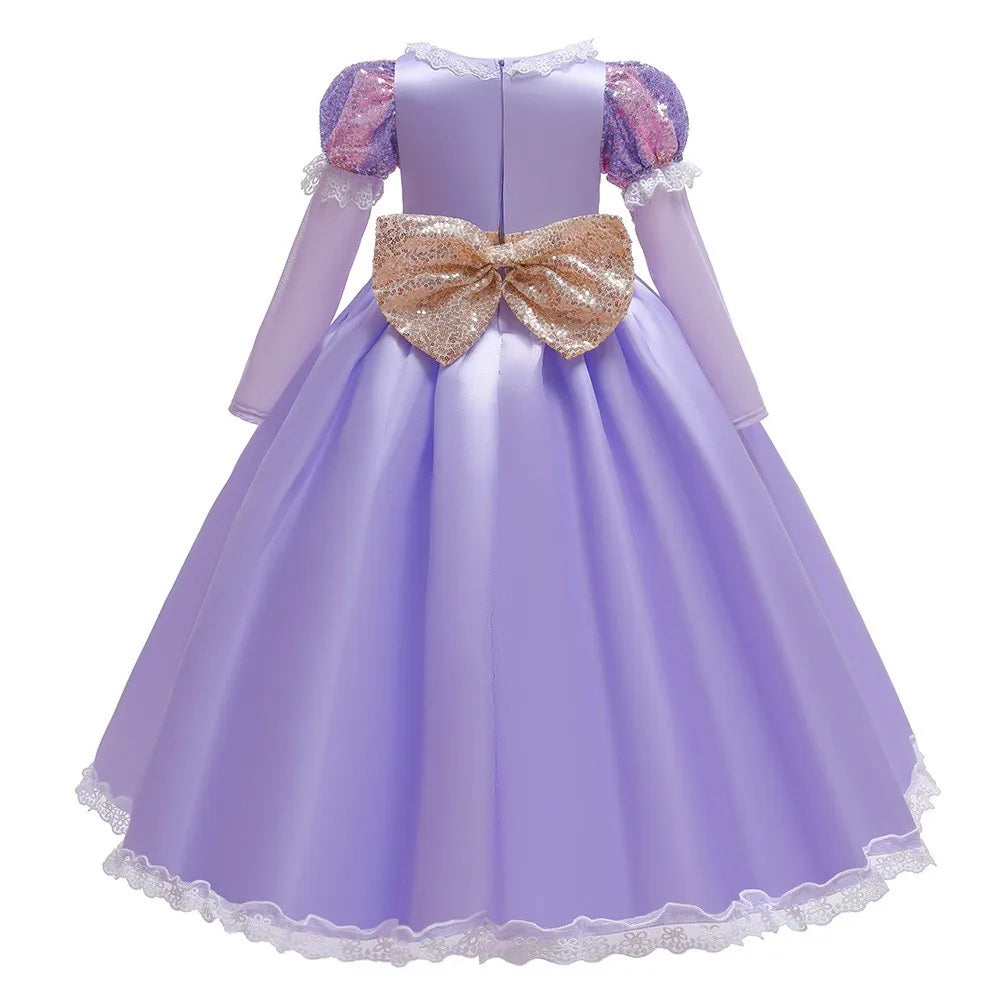 Rapunzel Princess Dress for Girls — Purple Tangled Cosplay Gown with Accessories