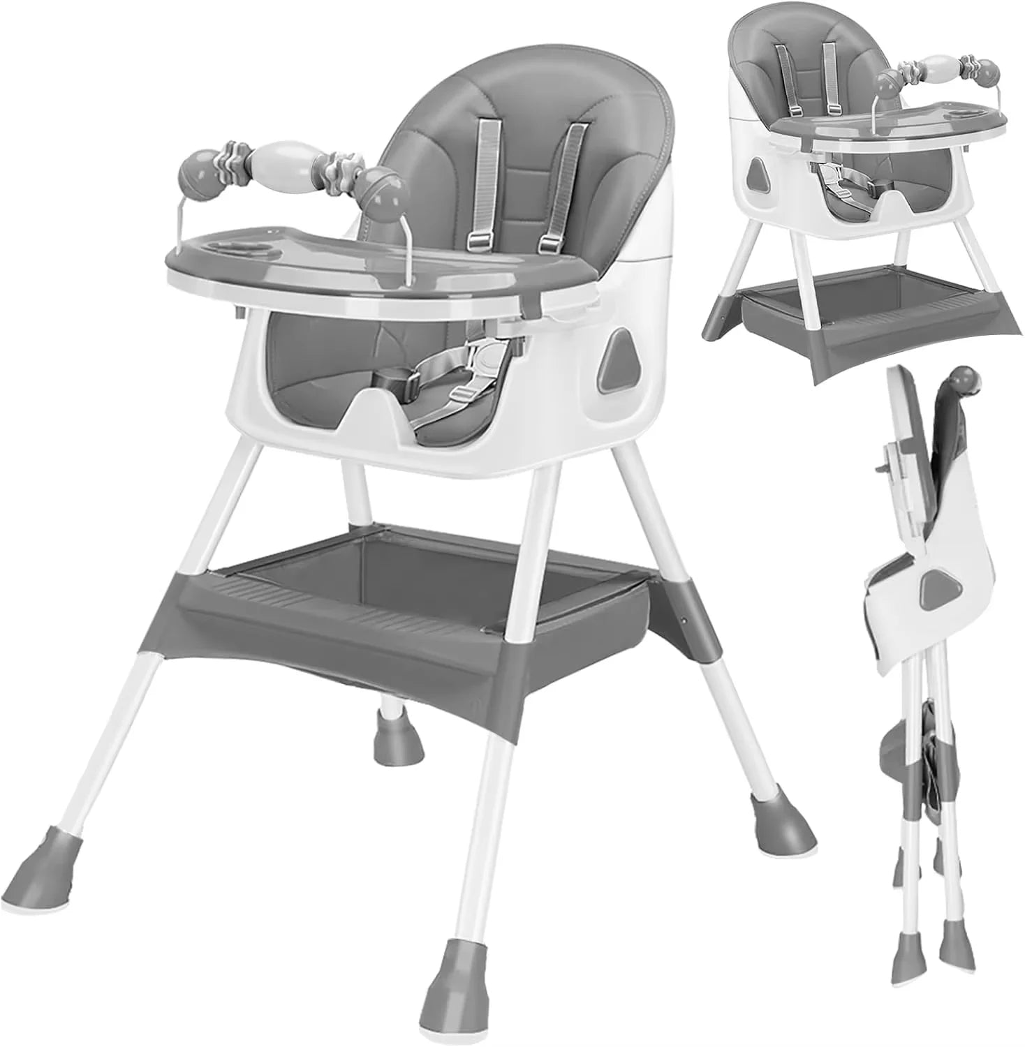 PetitWishes Foldable Baby High Chair 6 Months Plus, with Large Antislip Pad & ToyRack, Easy to Clean Feeding , E500