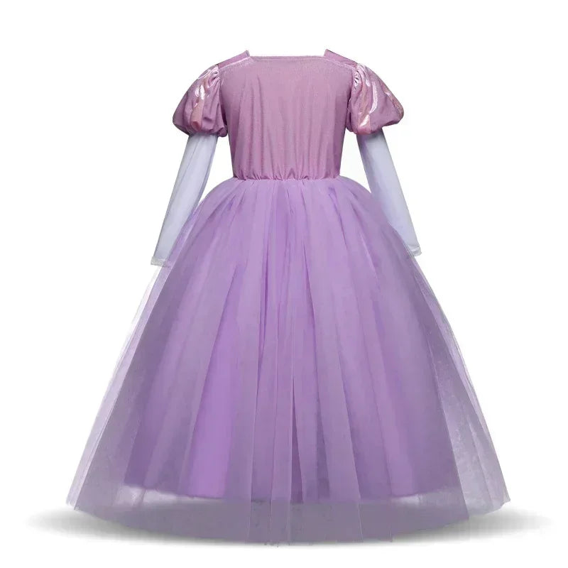 Rapunzel Princess Dress for Girls — Purple Tulle Cosplay Gown, Birthday & Halloween