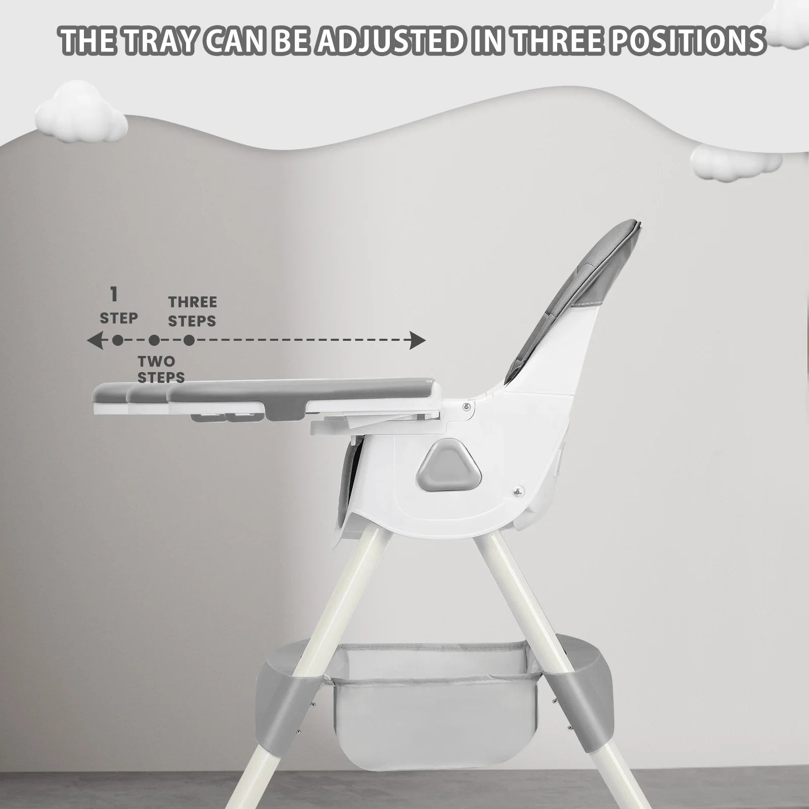 PetitWishes  Foldable Baby High Chair 6 Months Plus, with Large Antislip Pad & ToyRack, Easy to Clean Feeding , E500