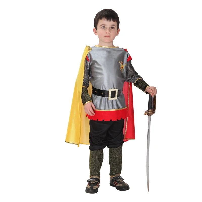 Kids Knight Costume — Medieval Armor Cosplay Outfit with Cape for Boys, Stage & Halloween