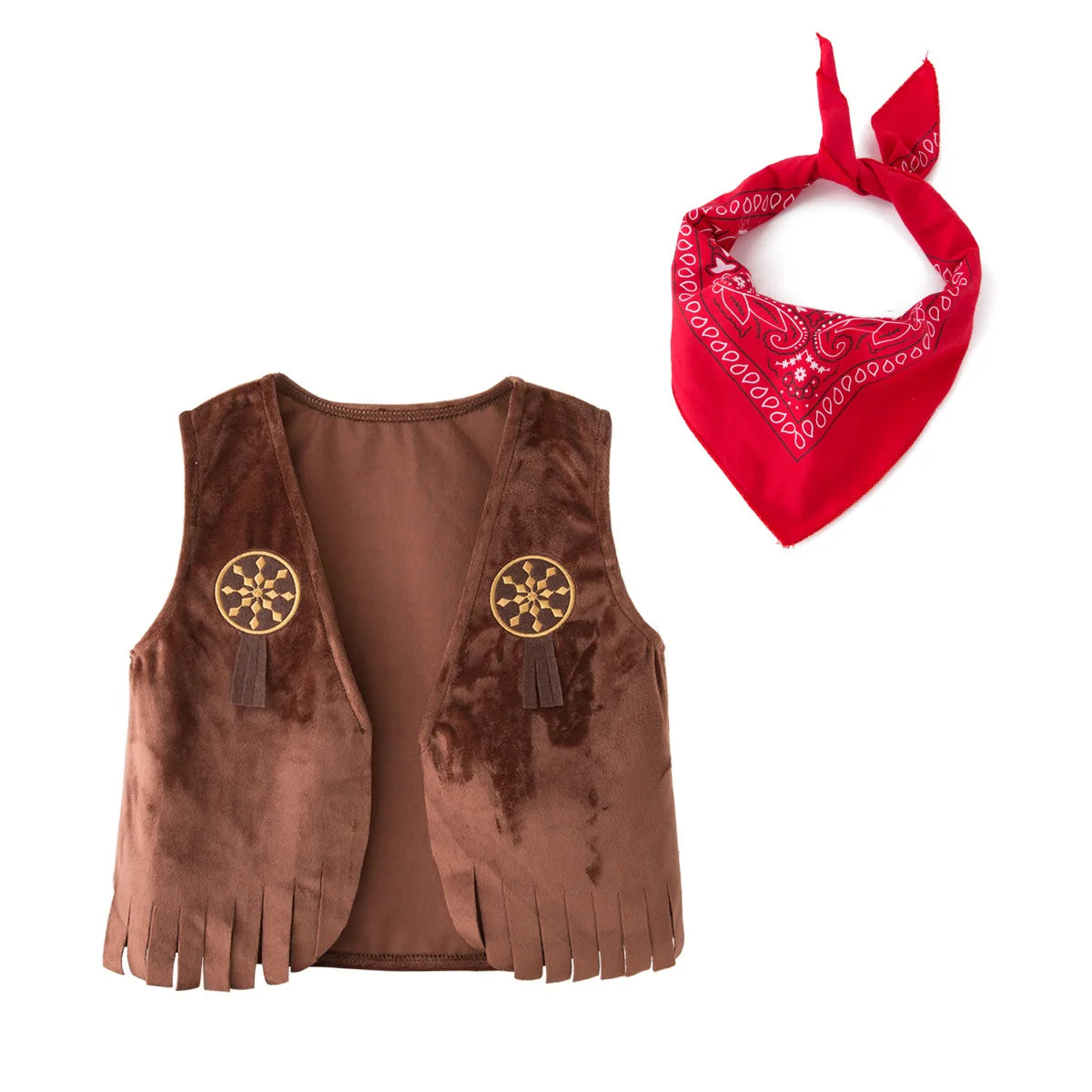 Kids Cowboy Costume — Western Cowboy Outfit with Hat, Vest & Bandana for Halloween & Parties