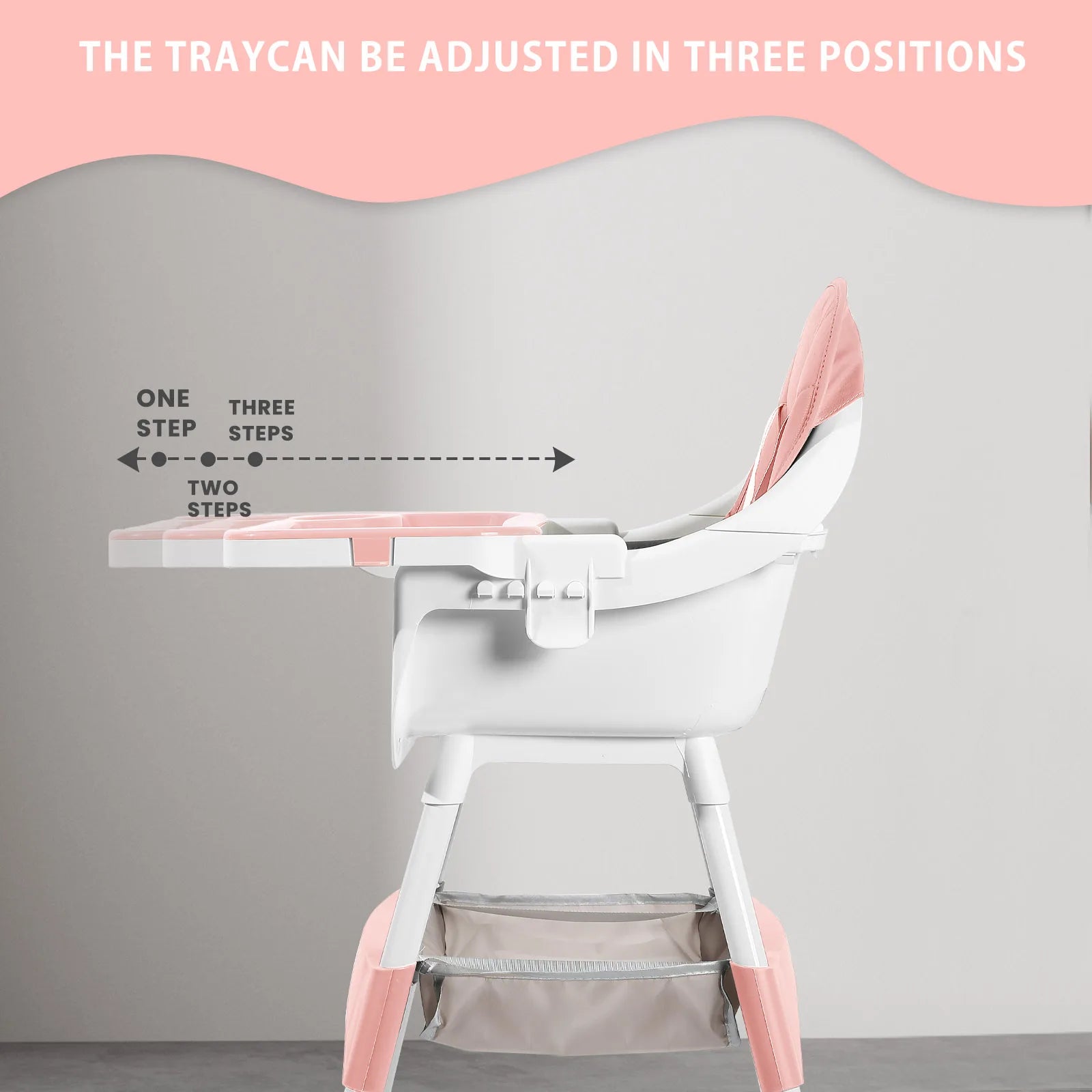 PetitWishes  Baby High Chair, Portable Baby Dining Chairs Eat & Play Convertible High Chair with Double-Layer Dinner Plate and Toy Rack