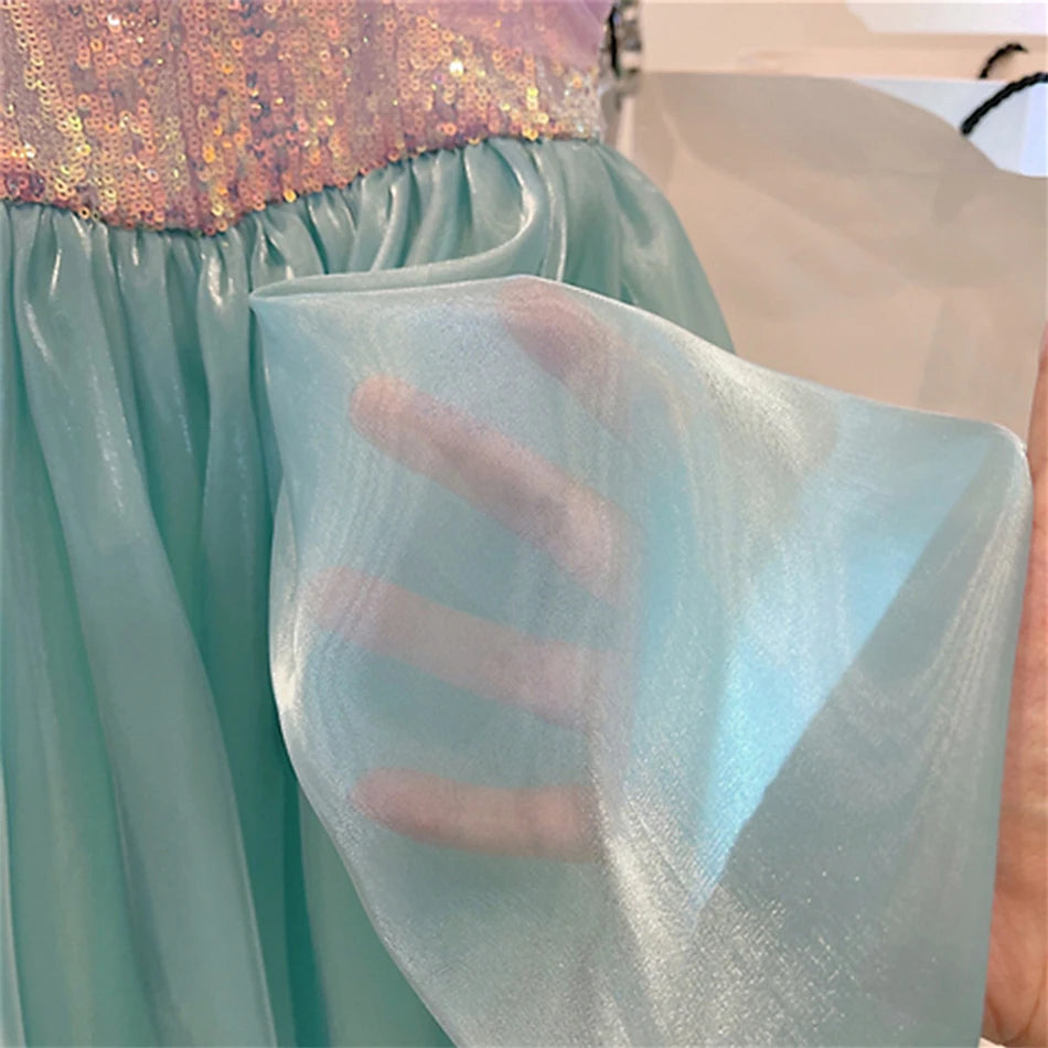 Little Mermaid Ariel Princess Dress for Girls — Sequin Bodice, Puffy Tulle Skirt, Cosplay & Party Costume