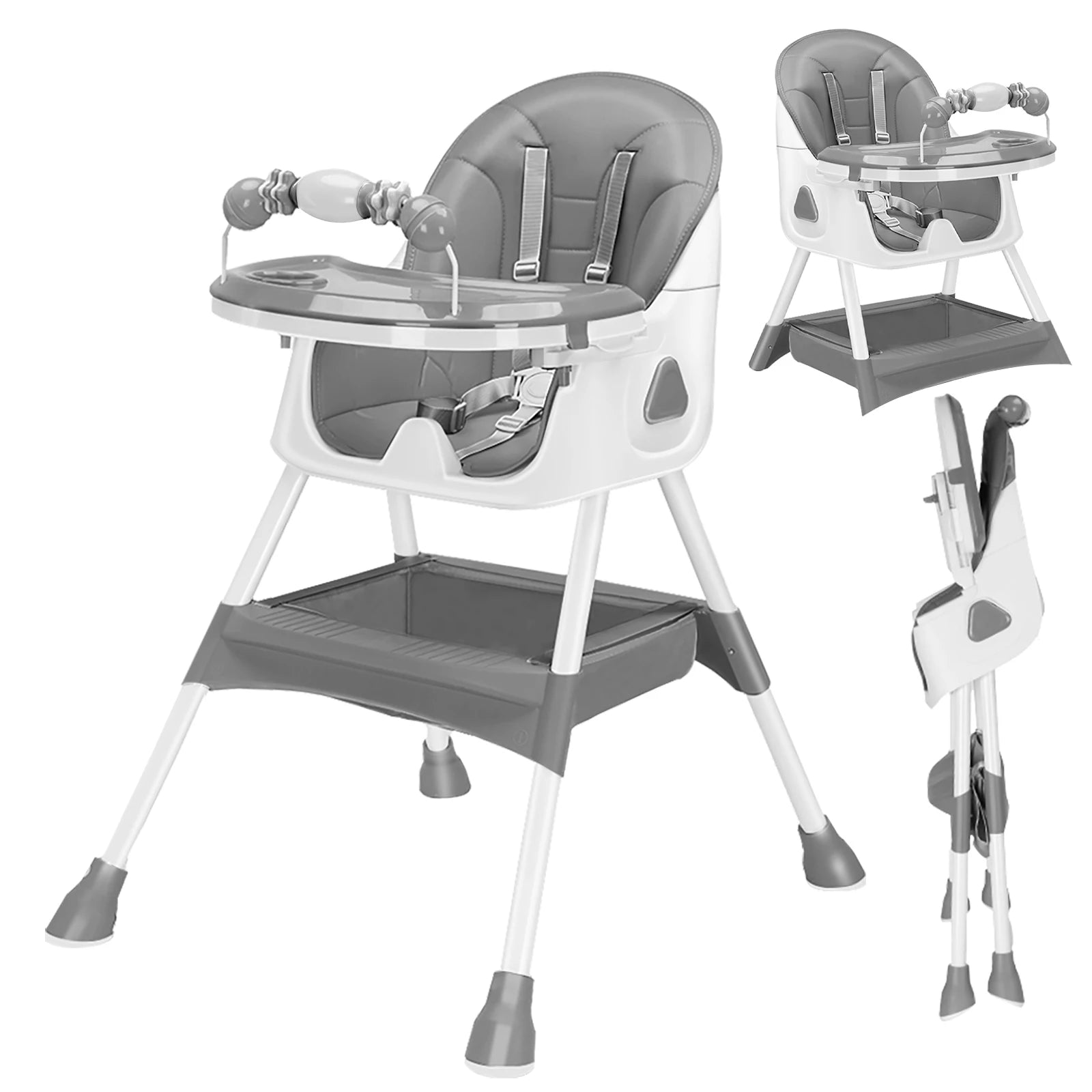 PetitWishes  Foldable Baby High Chair 6 Months Plus, with Large Antislip Pad & ToyRack, Easy to Clean Feeding , E500