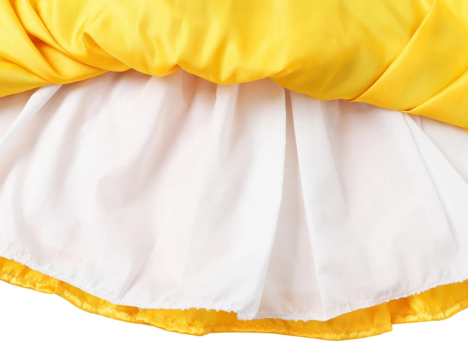 Snow White Princess Dress for Girls — Puffy Ball Gown with Bow & Short Sleeves