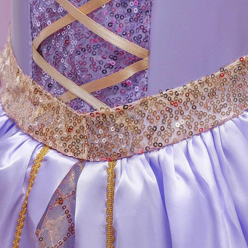 Rapunzel Princess Dress for Girls — Purple Tangled Cosplay Gown with Accessories