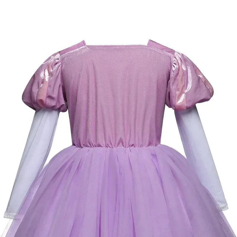 Rapunzel Princess Dress for Girls — Purple Tulle Cosplay Gown, Birthday & Halloween