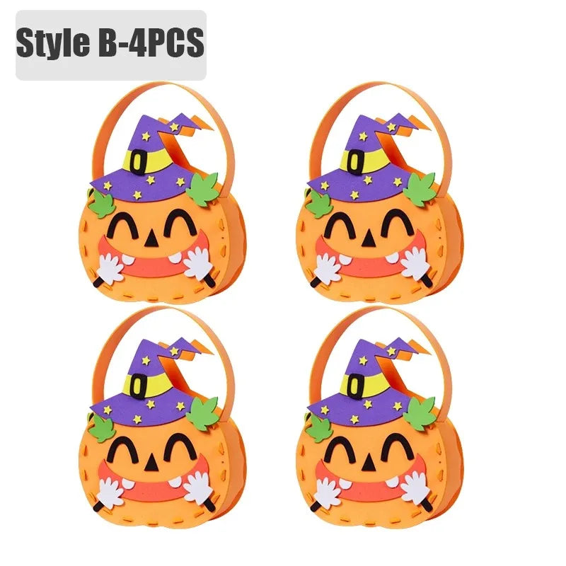 Halloween Pumpkin Candy Bags — 1–6 PCS Felt Trick or Treat Tote for Kids Party