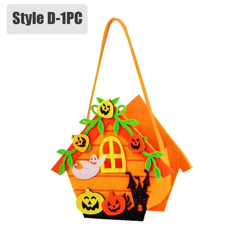 Halloween Pumpkin Candy Bags — 1–6 PCS Felt Trick or Treat Tote for Kids Party