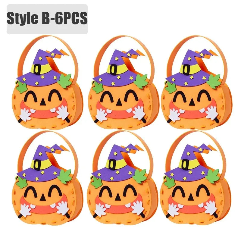 Halloween Pumpkin Candy Bags — 1–6 PCS Felt Trick or Treat Tote for Kids Party