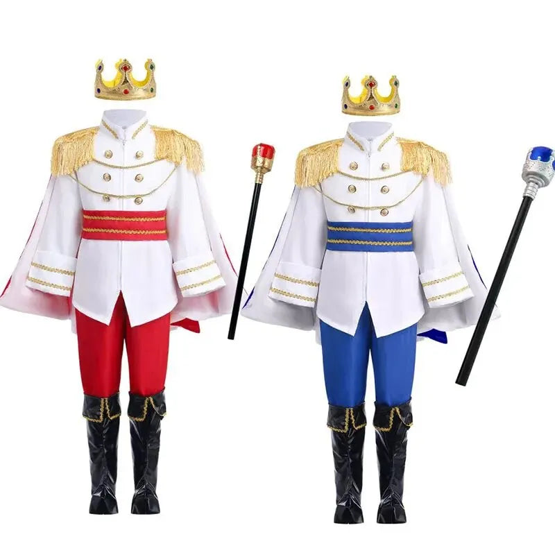 Boys Royal Prince Costume — Medieval King Outfit with Crown, Cape & Full Accessories Set