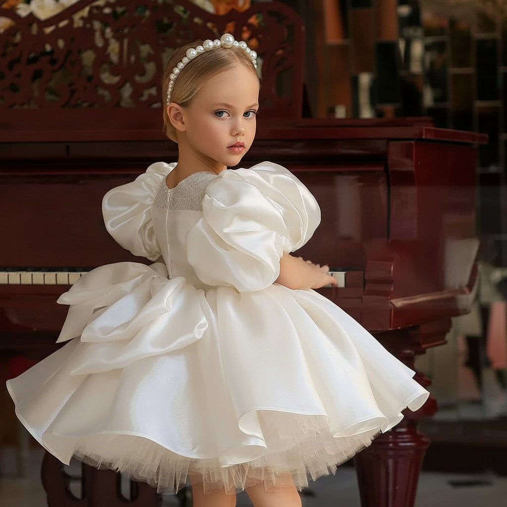Young girl in a white Flower dress 