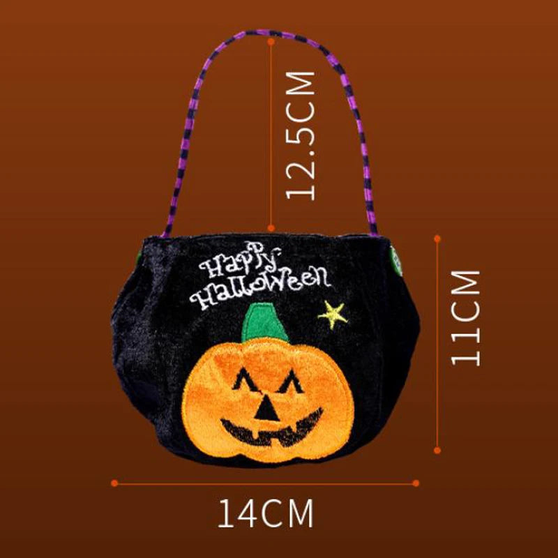 Halloween Pumpkin Candy Bag — Cute Embroidered Trick or Treat Tote for Kids