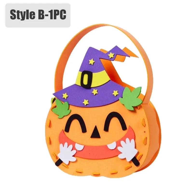 Halloween Pumpkin Candy Bags — 1–6 PCS Felt Trick or Treat Tote for Kids Party