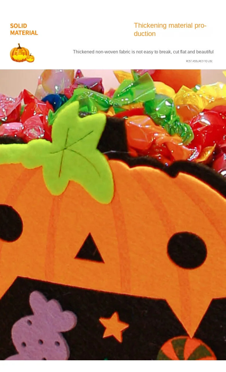 Halloween Pumpkin Candy Bags — 1–6 PCS Felt Trick or Treat Tote for Kids Party